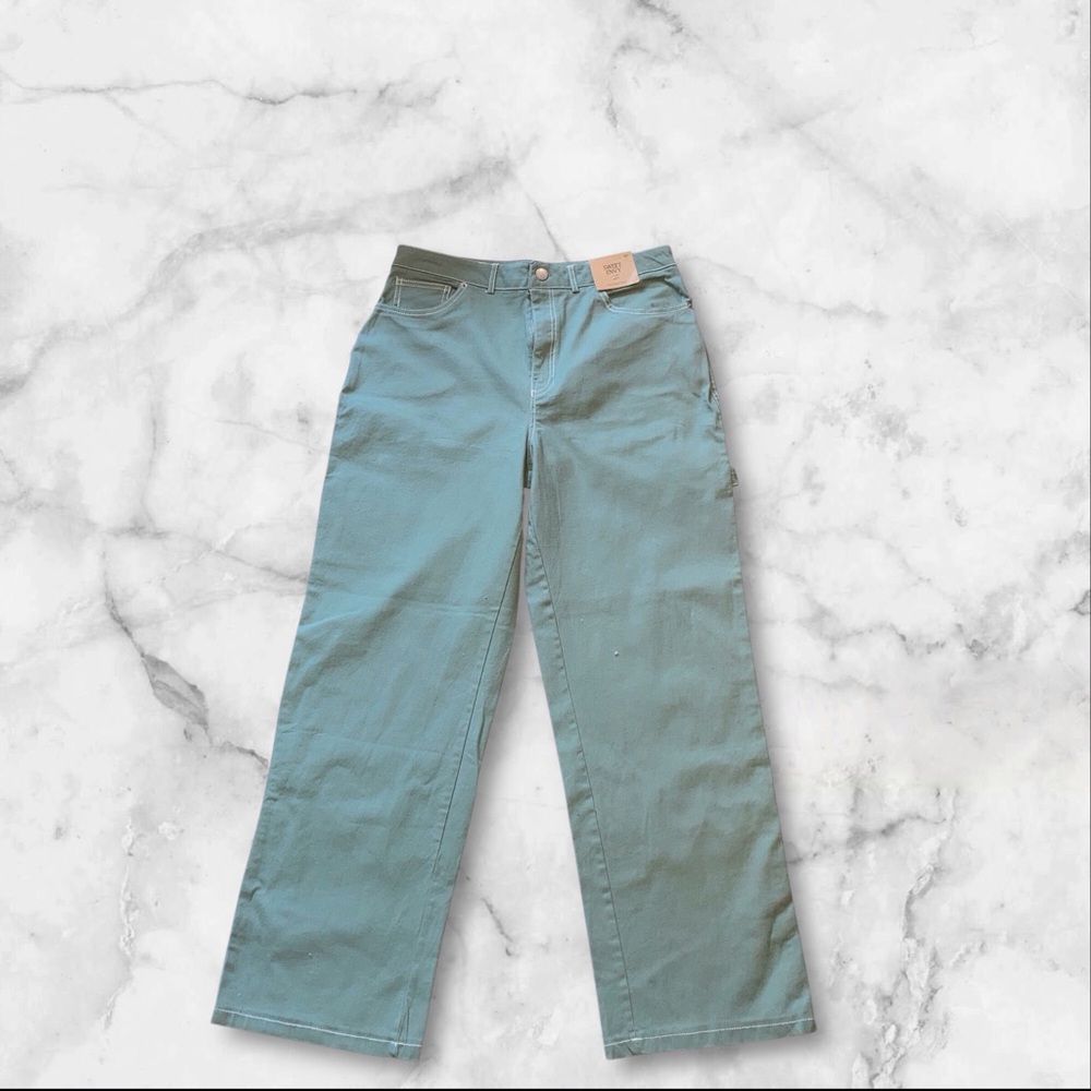 Sweet Envy Womens Green Wide-Leg Jeans NWT Size 7